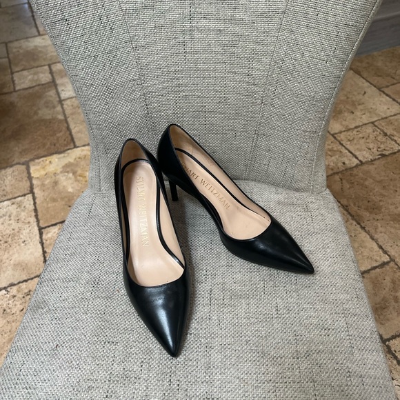 Stuart Weitzman Beautiful and classy 75mm heels Black leather size 7 - Picture 1 of 2